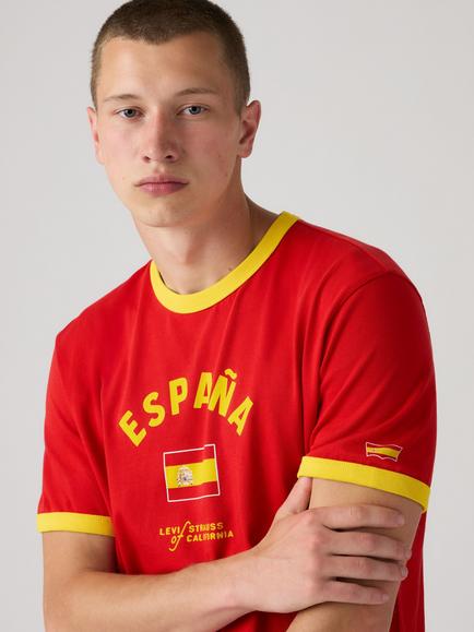 Levi's World Cup Ringer Spain Cotton T-Shirt, Red/Yellow - view 2, Red/Yellow