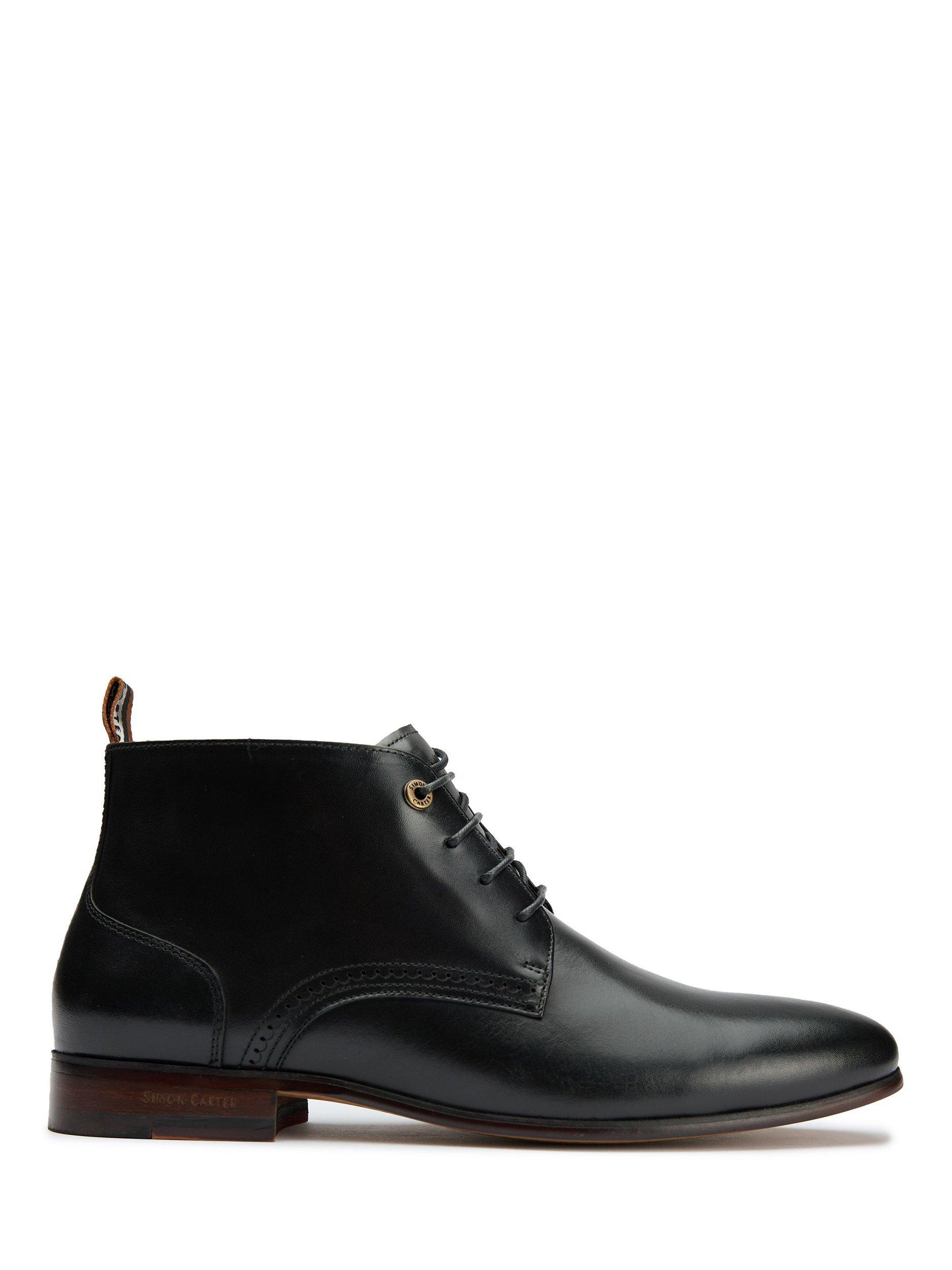 Product image 1 of 6, which shows Simon Carter Boyce Leather Chukka Boots, Black, 7