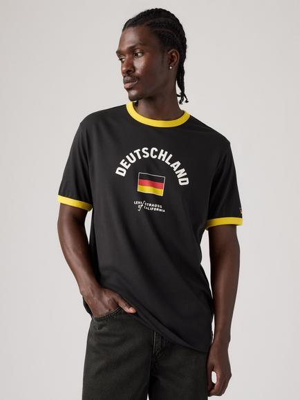 Levi's World Cup Ringer Germany Cotton T-Shirt, Black/Yellow - view 2, Black/Yellow
