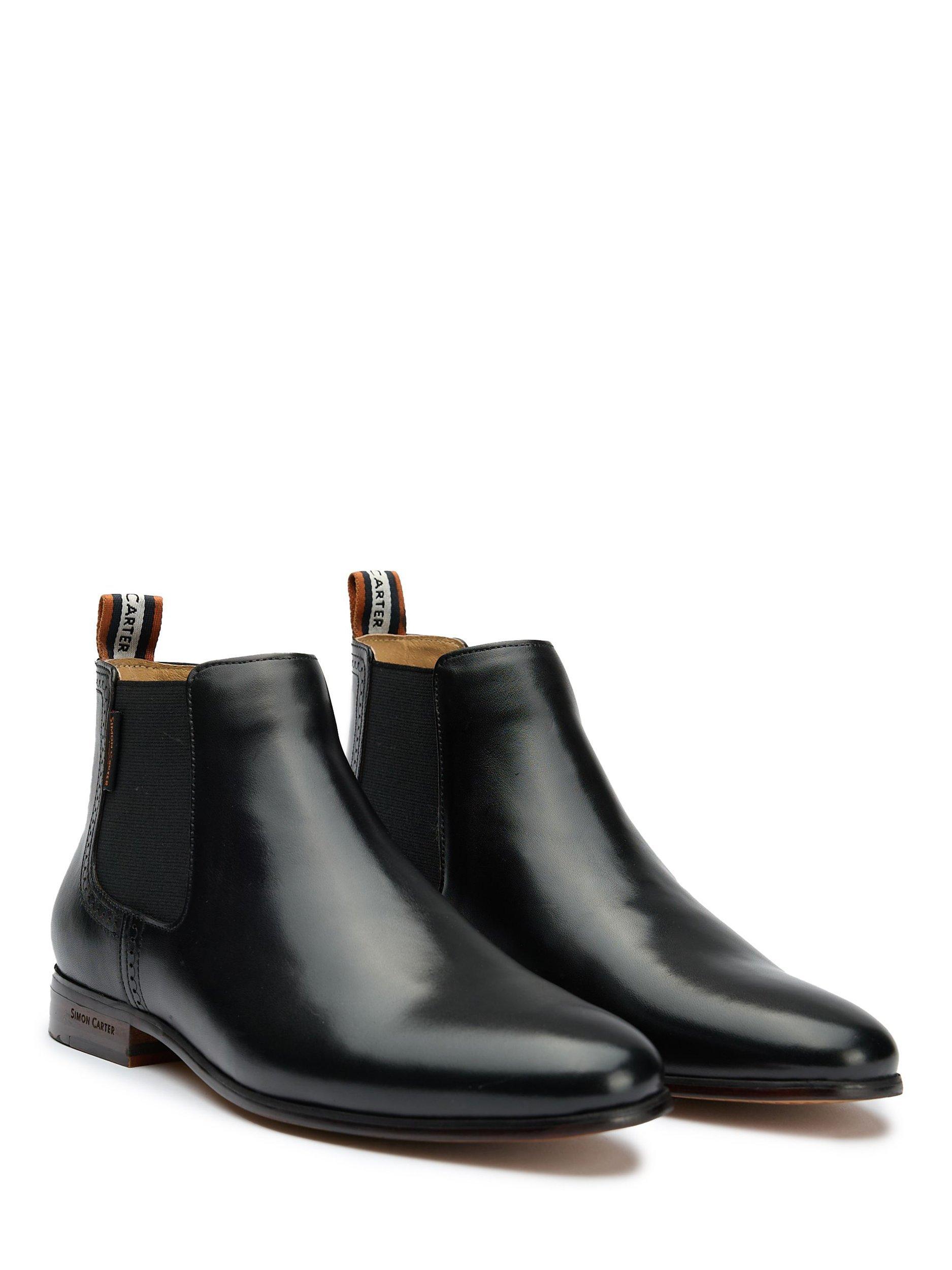 Product image 2 of 6, which shows The Simon Carter Rattle Leather Chelsea Boots, Black, 7