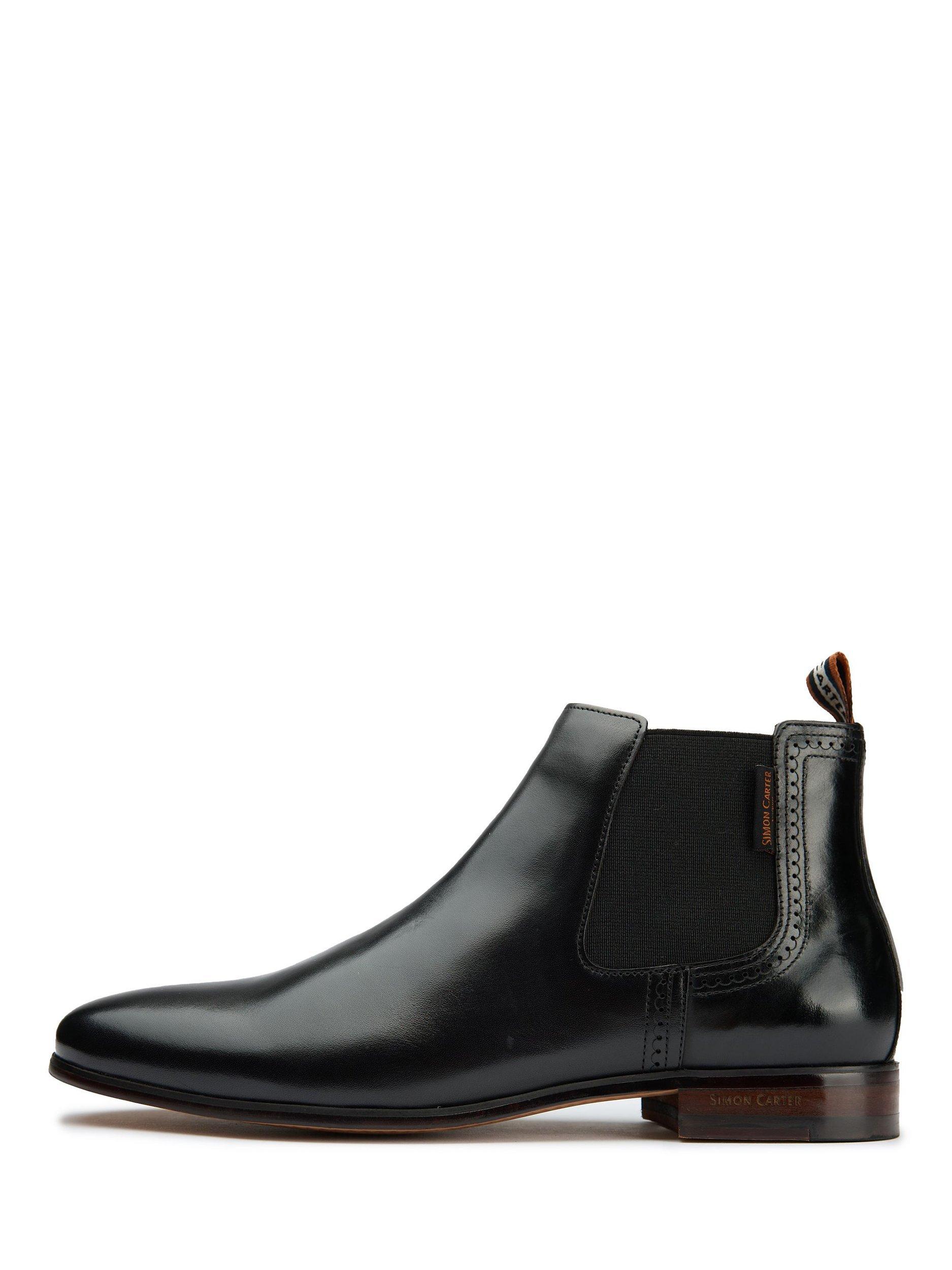 Product image 6 of 6, which shows The Simon Carter Rattle Leather Chelsea Boots, Black, 7