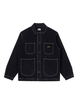 Stan Ray Denim Coverall Jacket, Washed Black Denim, Washed Black Denim