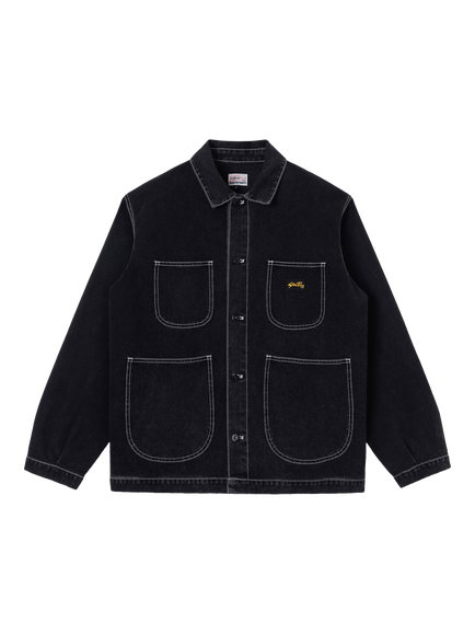 Stan Ray Denim Coverall Jacket, Washed Black Denim, Washed Black Denim