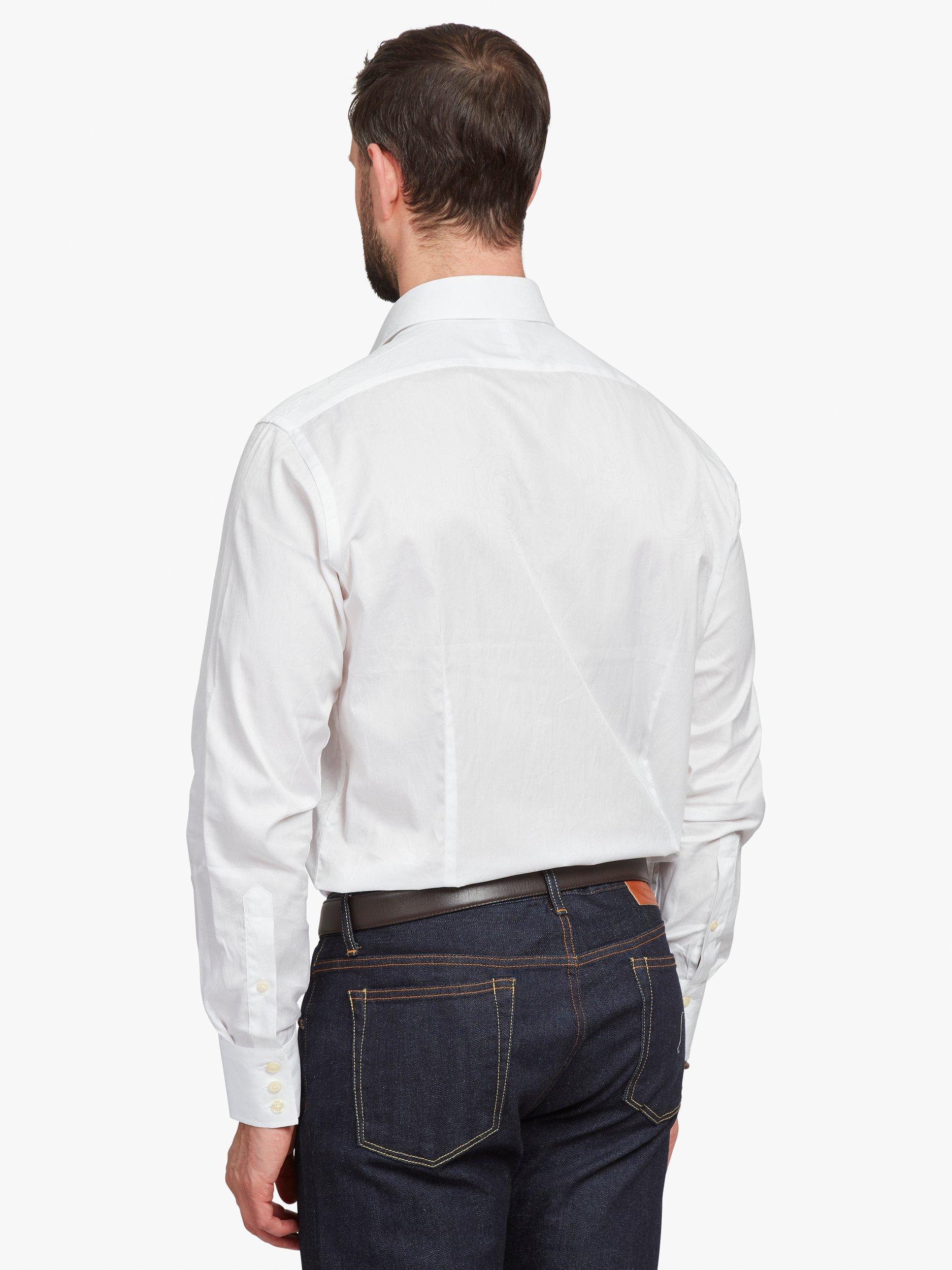 Product image 2 of 6, which shows Simon Carter Rose Jacquard Shirt, White, 15.5/R