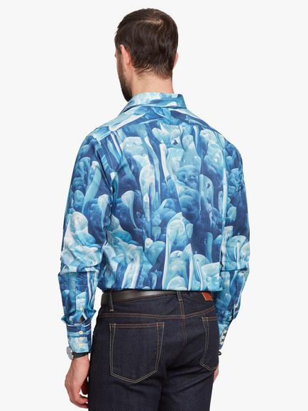 Simon Carter Avalon Cotton Tailored Fit Scene Print Shirt, Blue - view 2, Blue