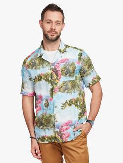 Simon Carter Linen Regular Fit Floral Coast Resort Shirt, Multi, Multi