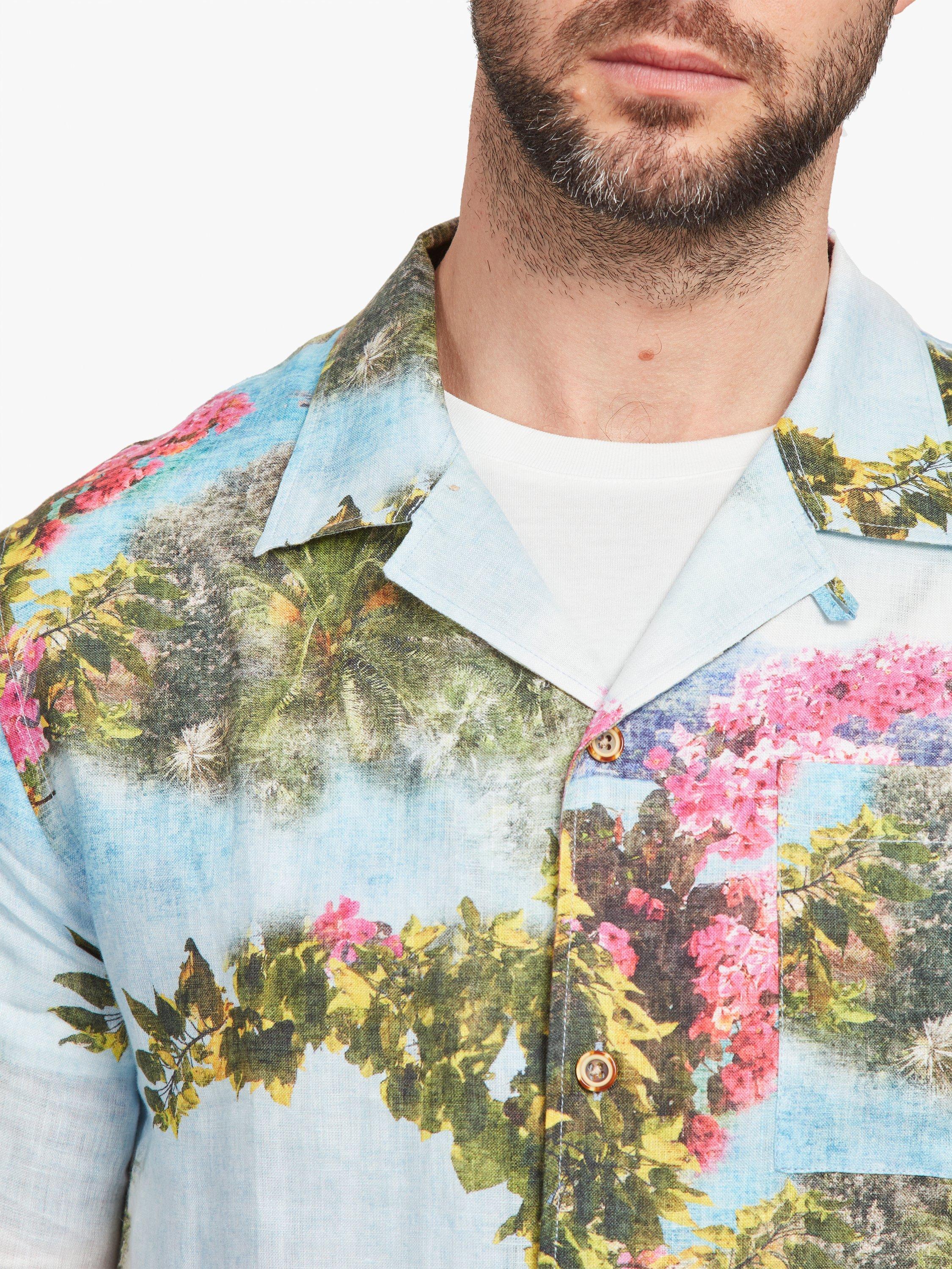 Product image 5 of 7, which shows Simon Carter Linen Regular Fit Floral Coast Resort Shirt, Multi, S