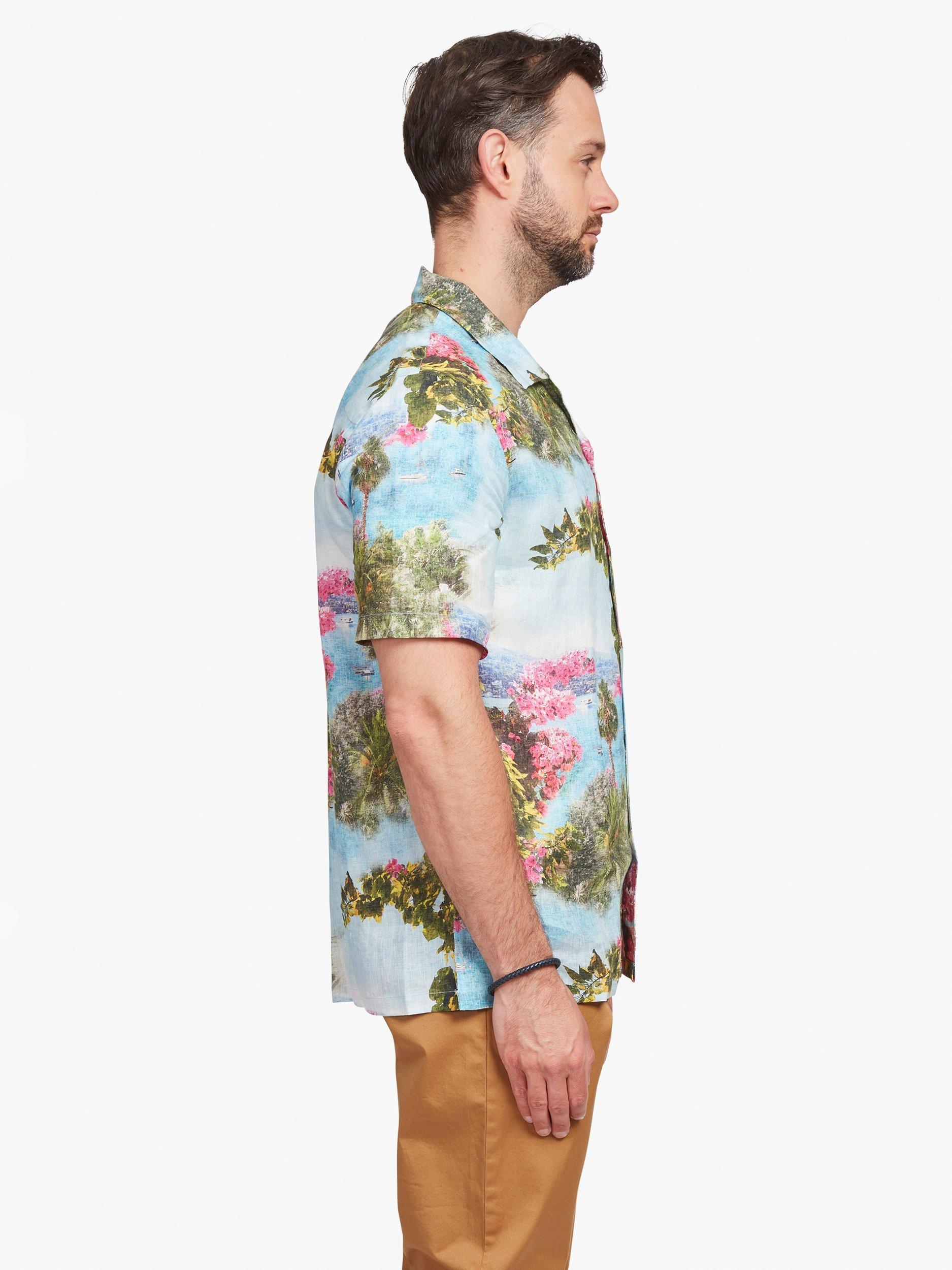 Product image 7 of 7, which shows Simon Carter Linen Regular Fit Floral Coast Resort Shirt, Multi, S