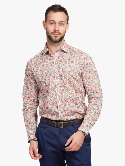 Simon Carter D'Anjo Cotton Tailored Fit Floral Print Liberty Fabric Shirt, Multi, Multi