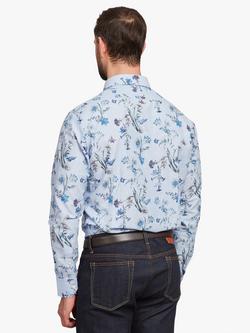Simon Carter Cotton Blend Tailored Fit Floral Shirt, Blue/Multi - view 2, Blue/Multi