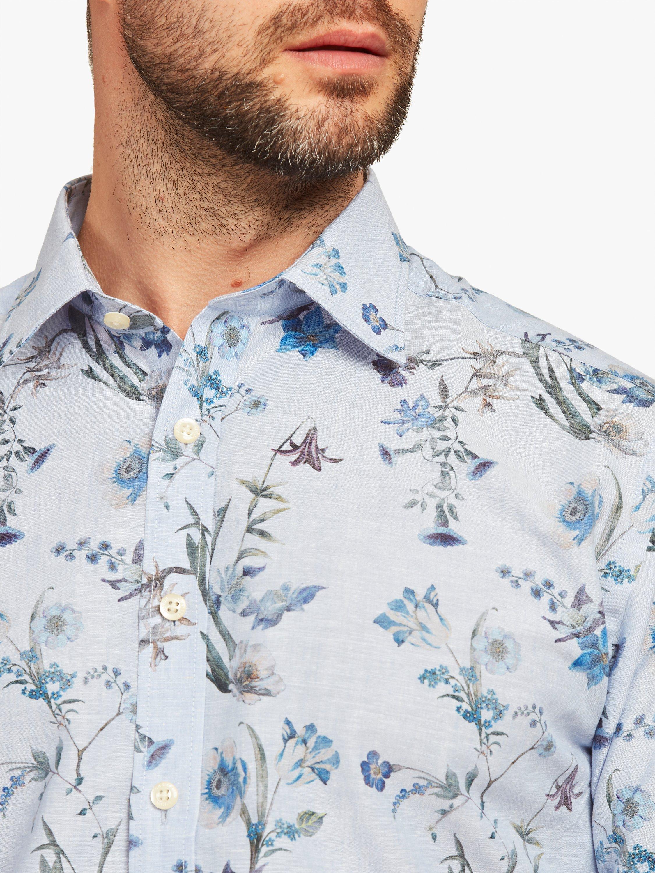 Product image 5 of 7, which shows Simon Carter Cotton Blend Tailored Fit Floral Shirt, Blue/Multi, 15/R