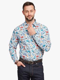 Simon Carter Cotton Tailored Fit Jungle Animal Shirt, Multi, Multi