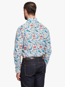 Simon Carter Cotton Tailored Fit Jungle Animal Shirt, Multi - view 2, Multi