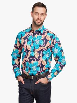 Simon Carter Cotton Tailored Fit Leading Lady Floral Shirt, Multi, Multi