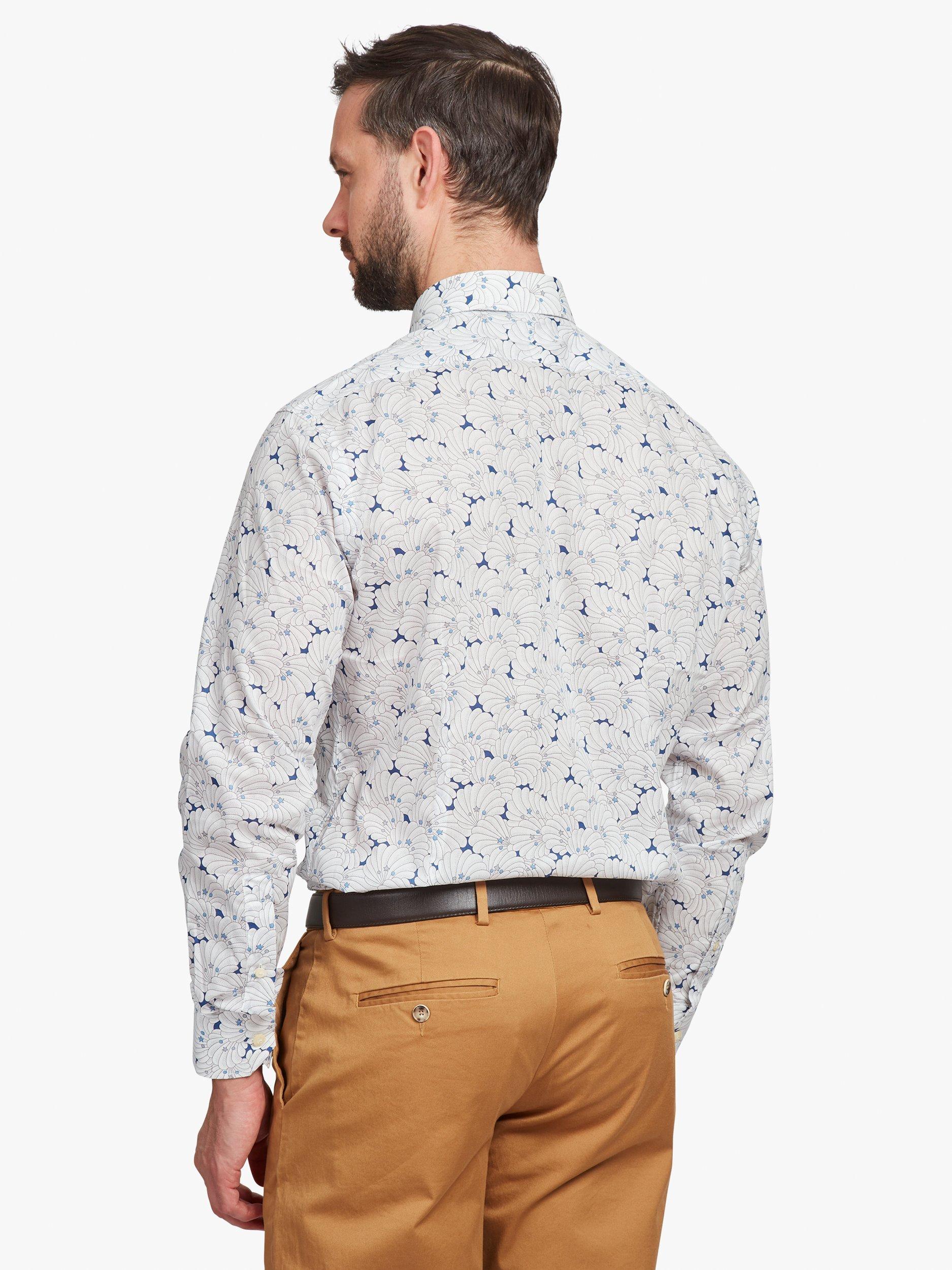 Product image 2 of 7, which shows Simon Carter Poiret Shell Shirt, Blue/Multi, 15.5/R