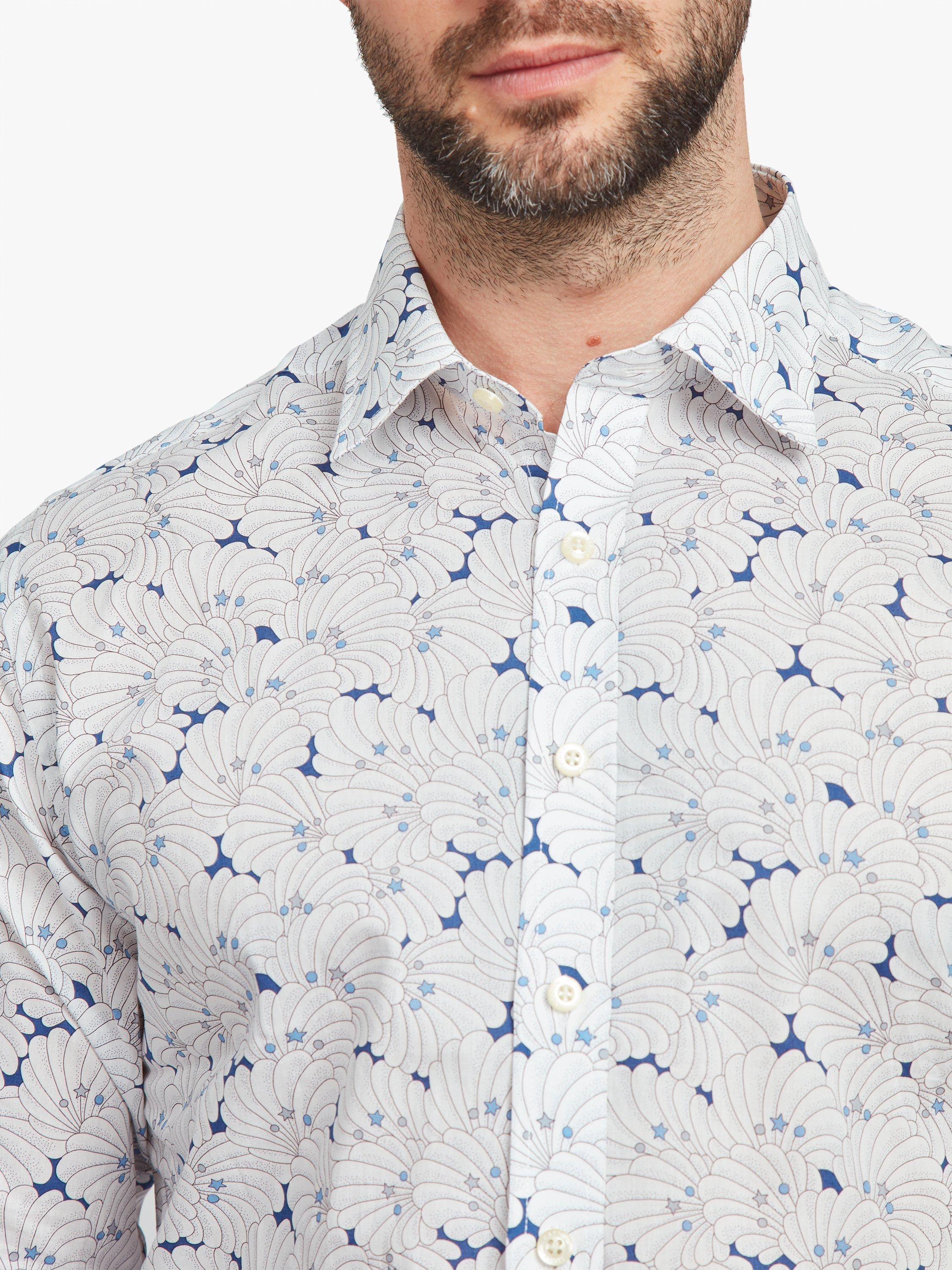 Product image 5 of 7, which shows Simon Carter Poiret Shell Shirt, Blue/Multi, 15.5/R