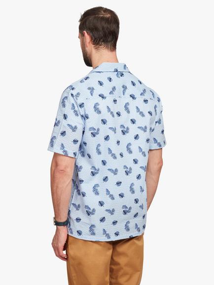 Simon Carter Wave Seersucker Short Sleeve Shirt, Blue - view 2, Blue