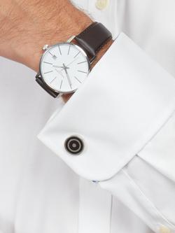 Simon Carter Orbit Enamel Round Cufflinks, Silver/Black - view 2, Silver/Black