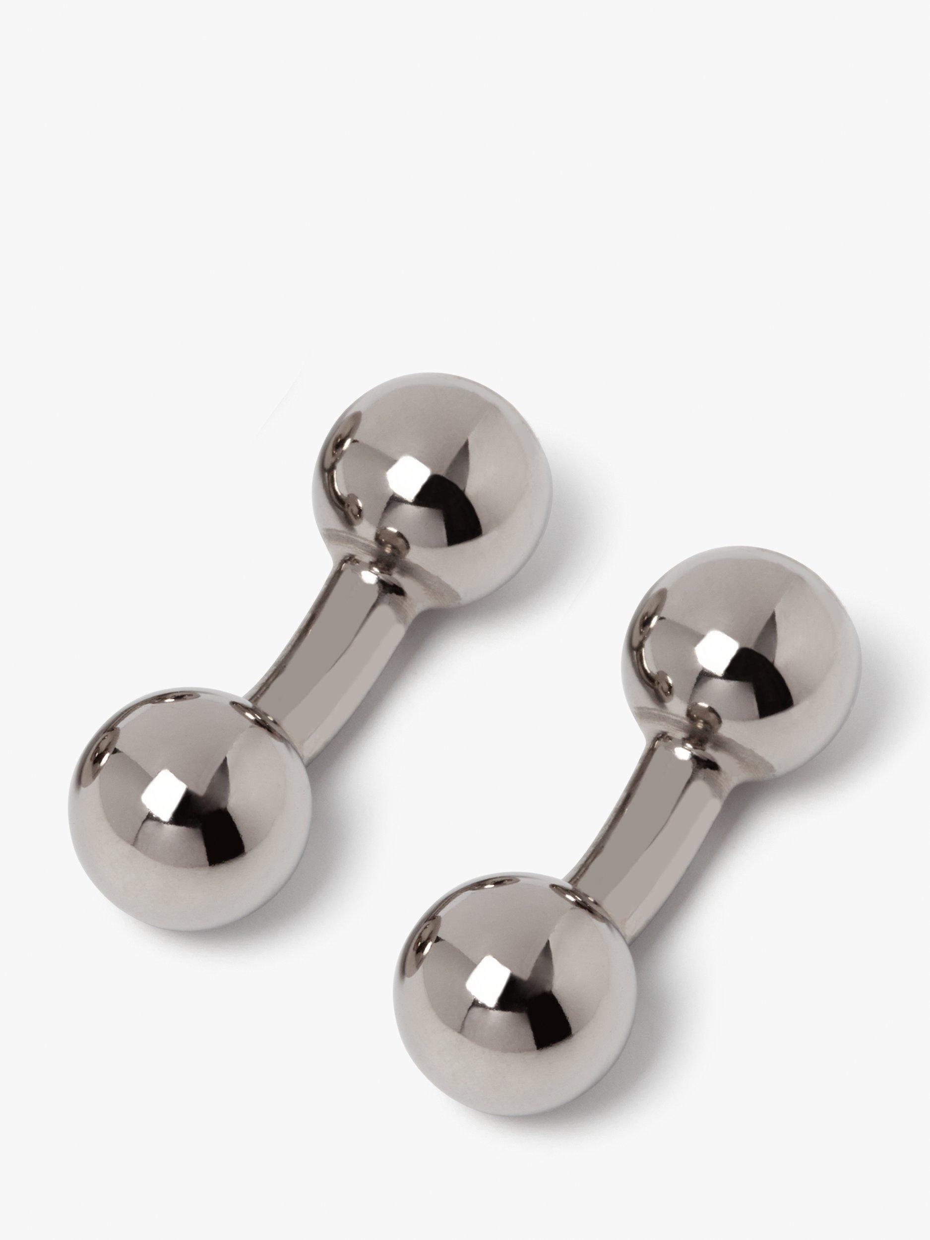 Product image 1 of 4, which shows Simon Carter Curved Dumbbell Cufflinks, Silver