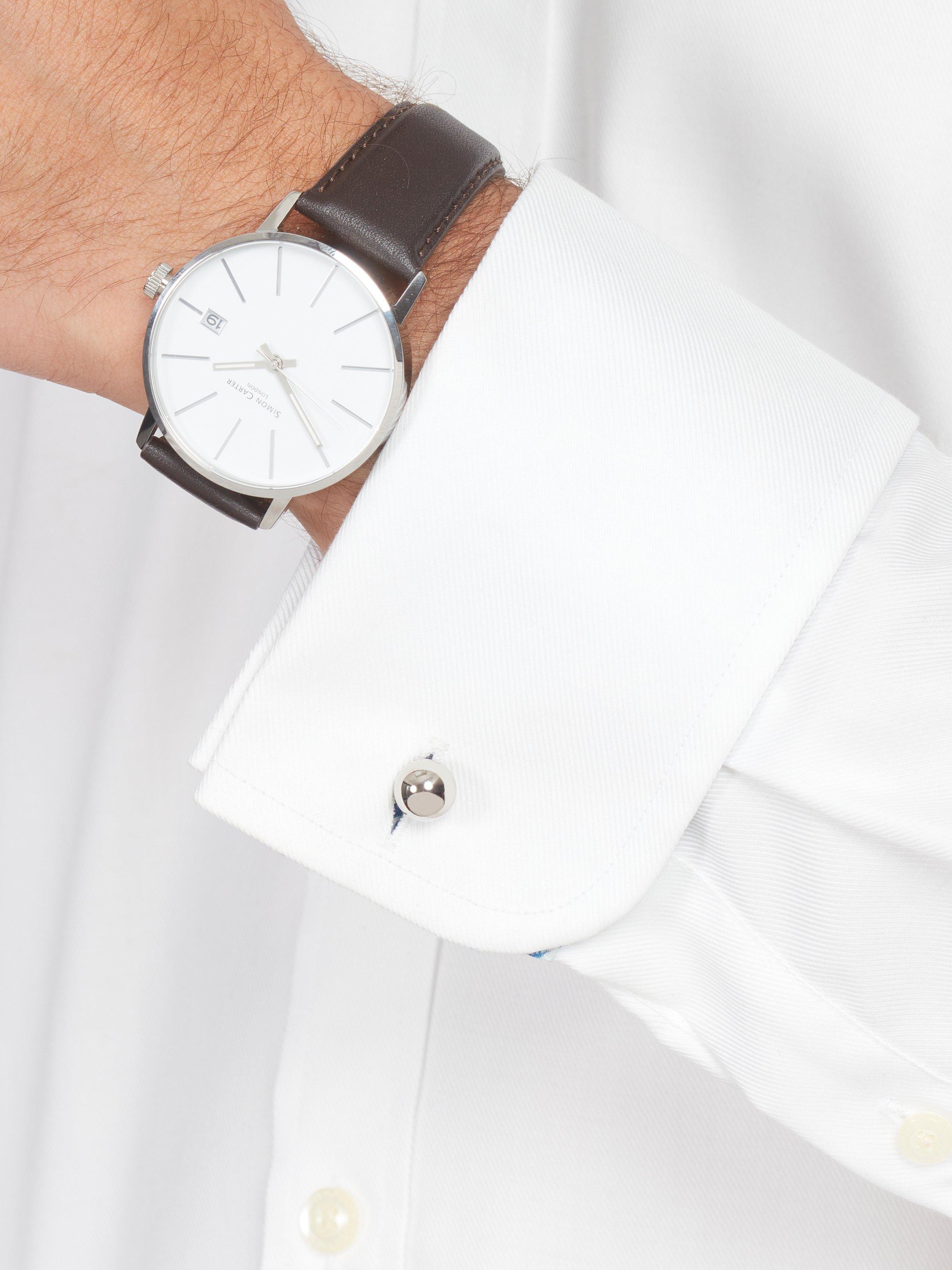 Product image 2 of 4, which shows Simon Carter Curved Dumbbell Cufflinks, Silver