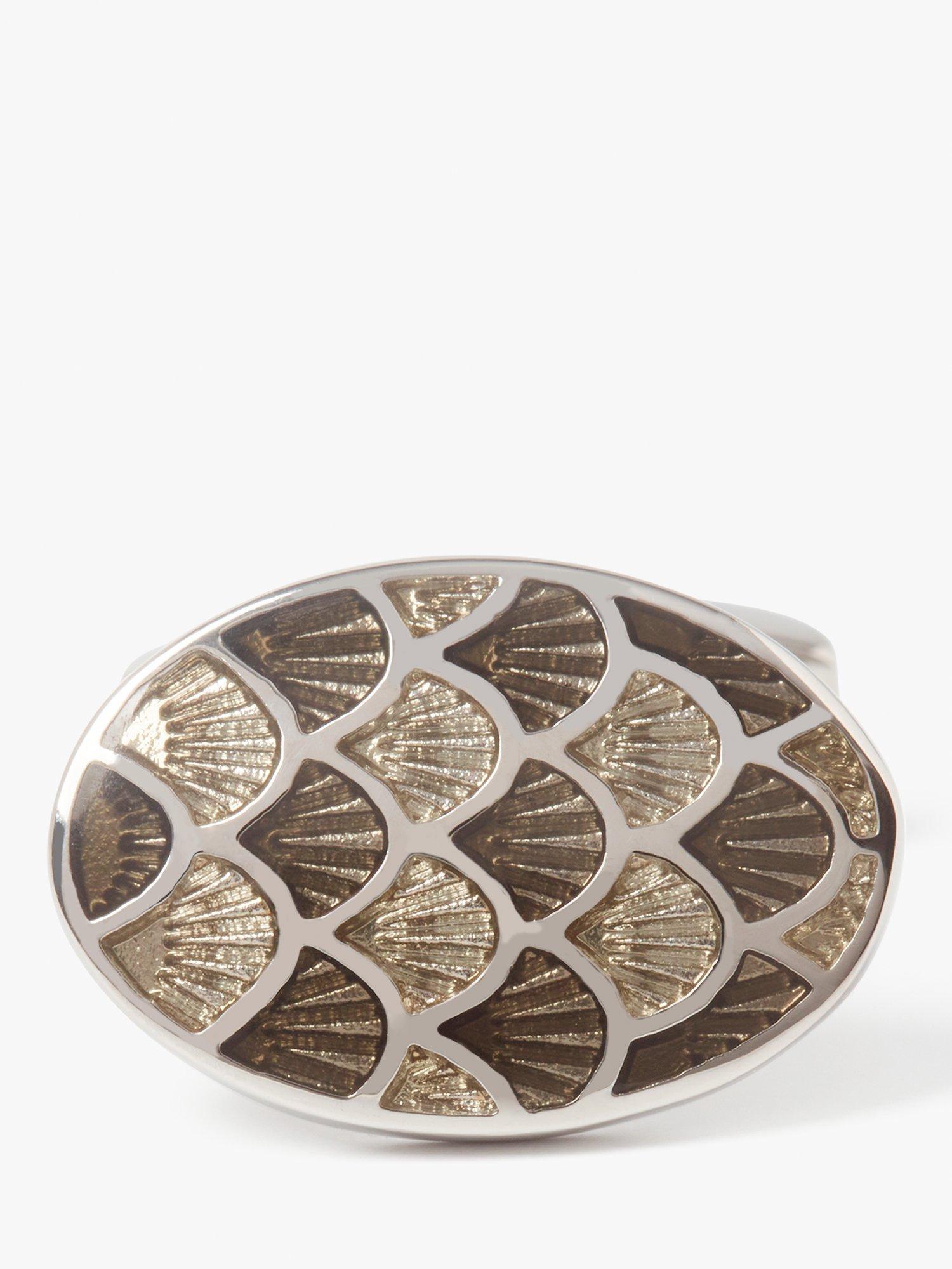 Product image 4 of 4, which shows Simon Carter Cycloid Aegean Shells Cufflinks, Silver/Grey