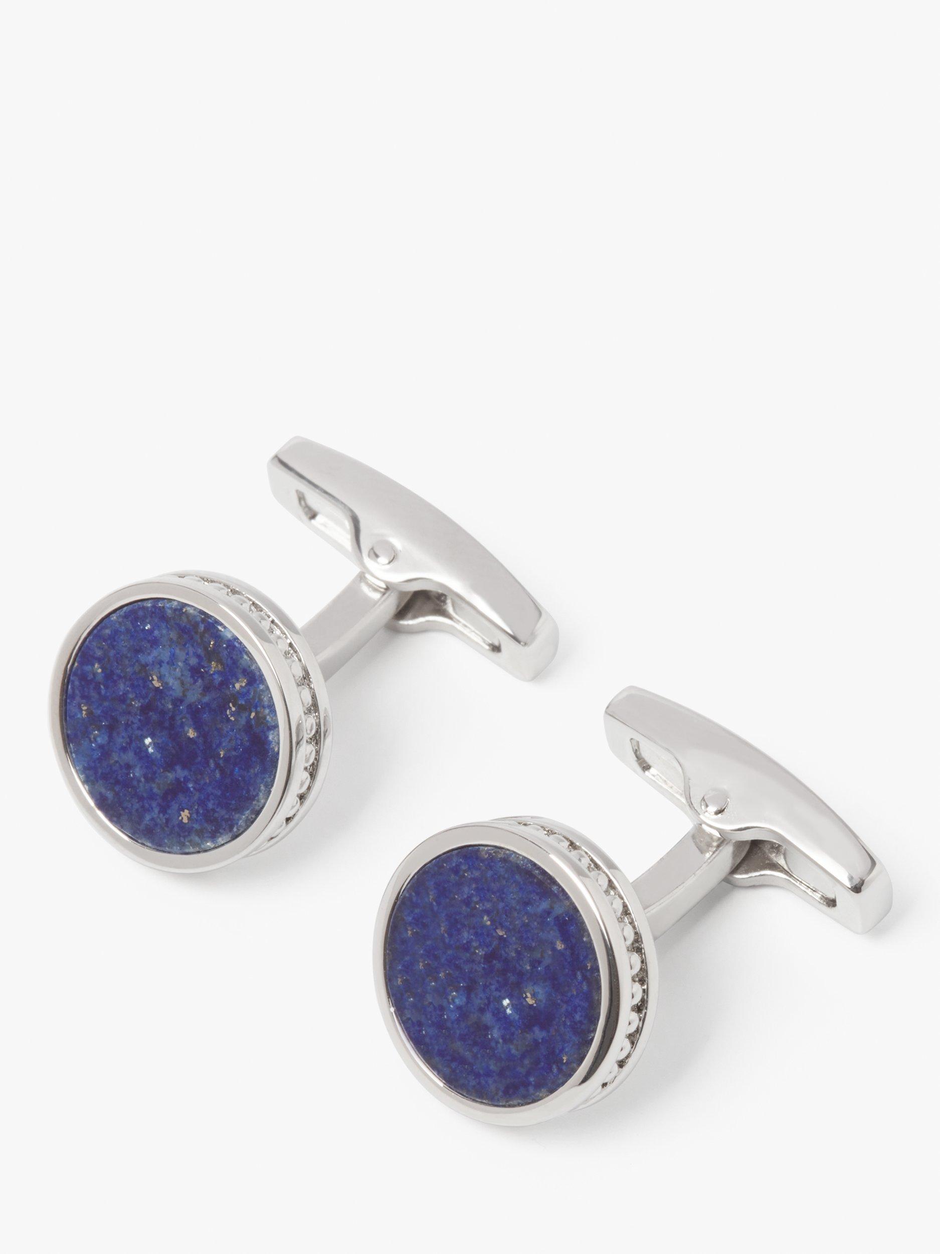 Product image 1 of 4, which shows Simon Carter Edwardian Lapis Cufflinks, Silver/Blue