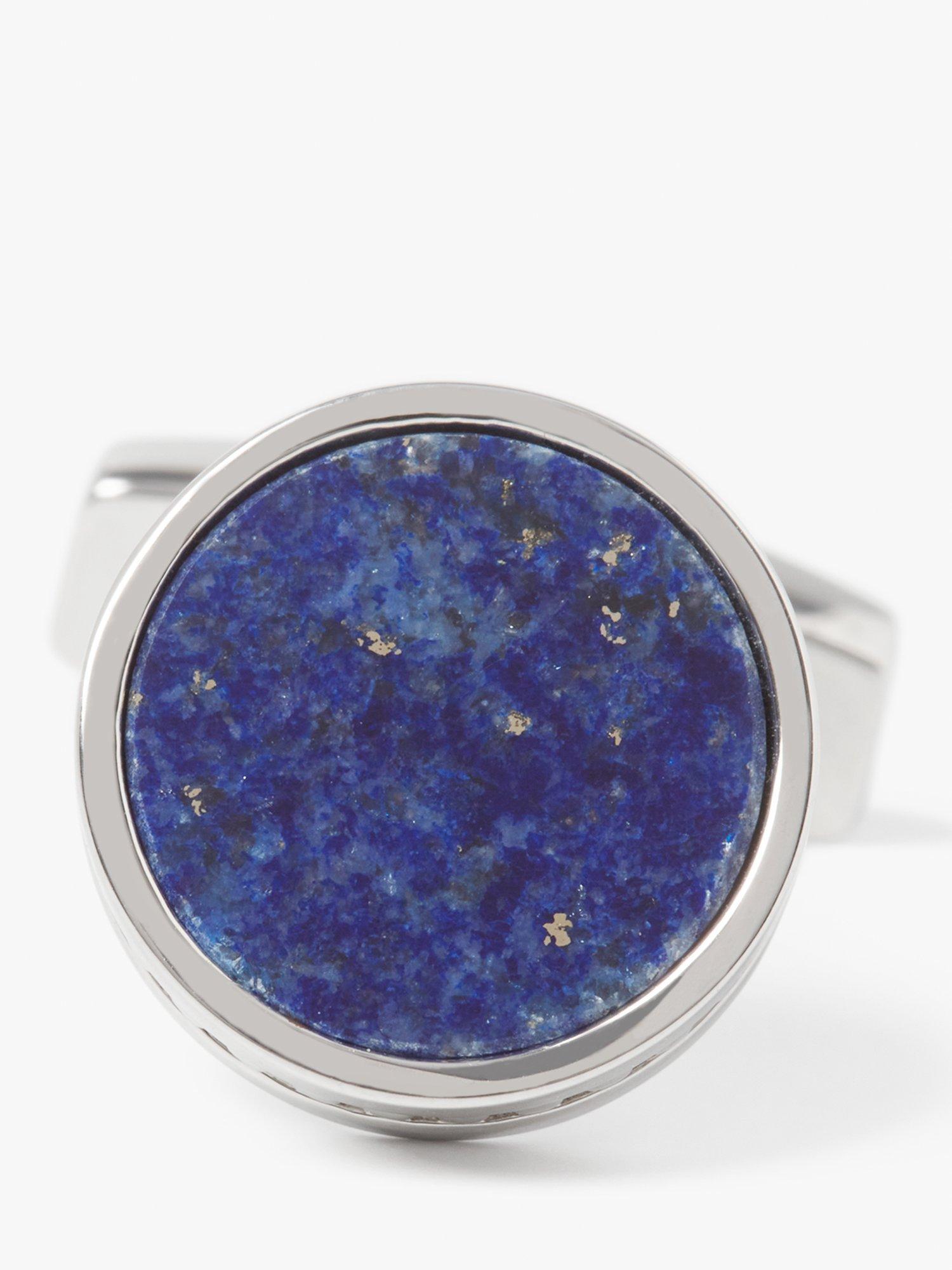 Product image 4 of 4, which shows Simon Carter Edwardian Lapis Cufflinks, Silver/Blue