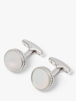 Simon Carter Edwardian Mother of Pearl Cufflinks, Silver/White