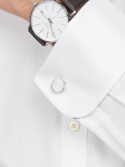 Simon Carter Edwardian Mother of Pearl Cufflinks - view 2, Silver/White