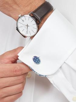 Simon Carter Ombre Enamel Effect Feather Cufflinks - view 2, Silver/Blue