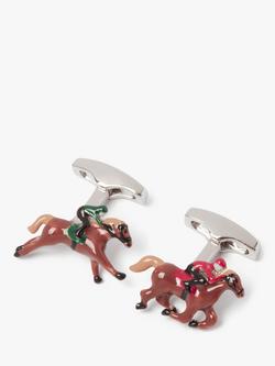 Simon Carter Horse Racing Cufflinks, Silver/Multi