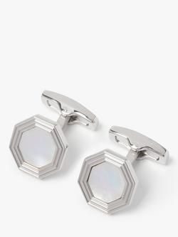 Simon Carter Monty Mother of Pearl Cufflinks, Silver/White