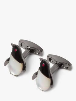 Simon Carter Darwin Penguin Cufflinks, Silver/Black/White, Silver/Black/White