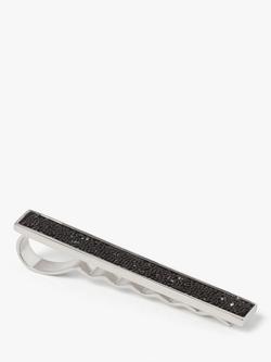 Simon Carter Crystal Fabric Tie Slide, Silver/Black, Silver/Black
