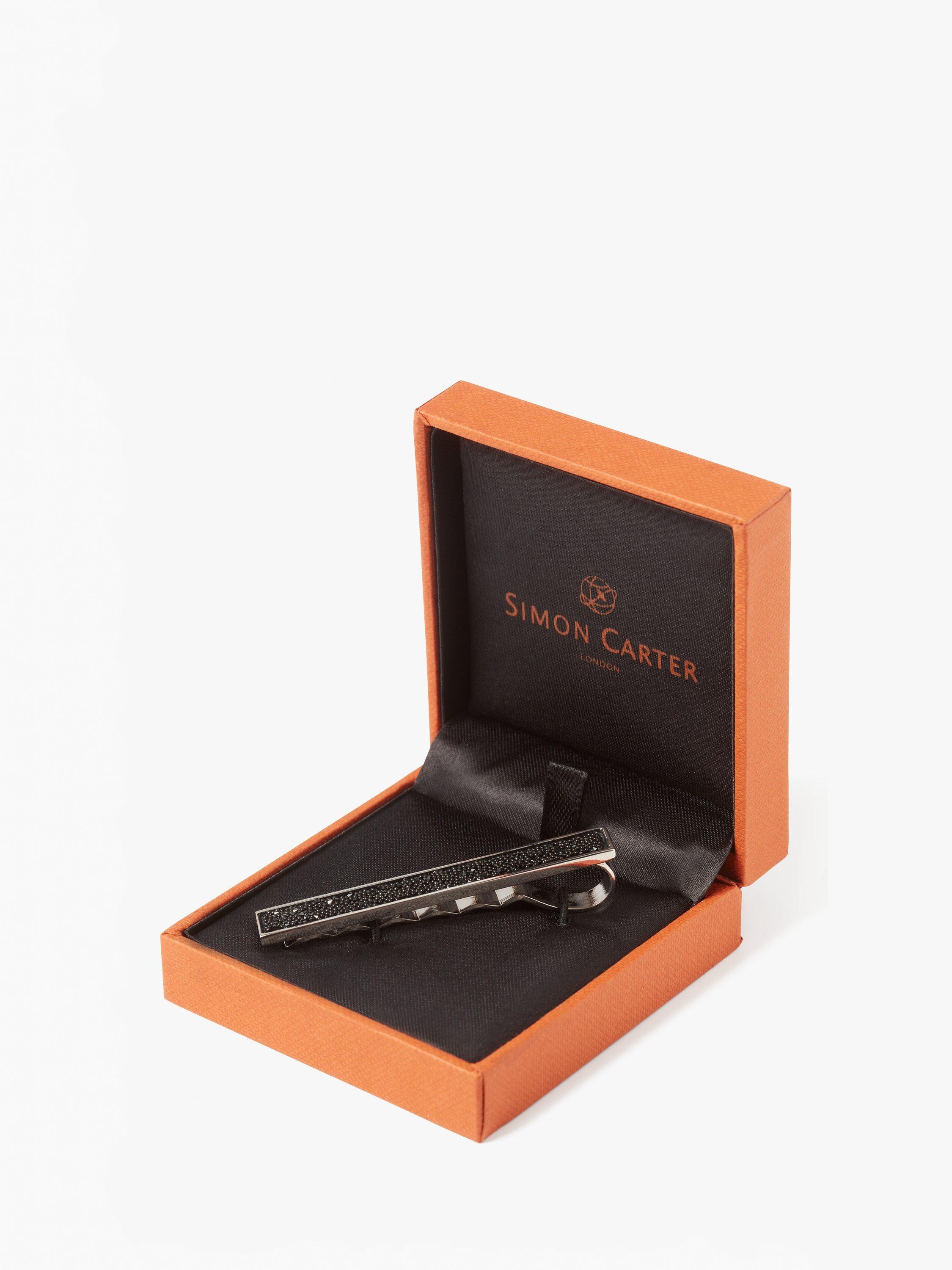 Product image 3 of 5, which shows Simon Carter Crystal Fabric Tie Slide, Silver/Black