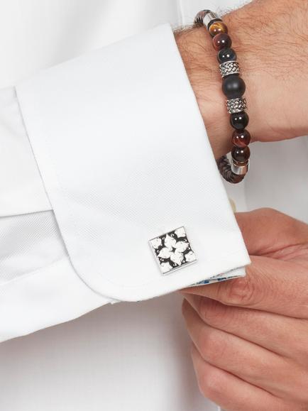 Simon Carter Alhambra Cufflinks, Silver/Black/White - view 2, Silver/Black/White
