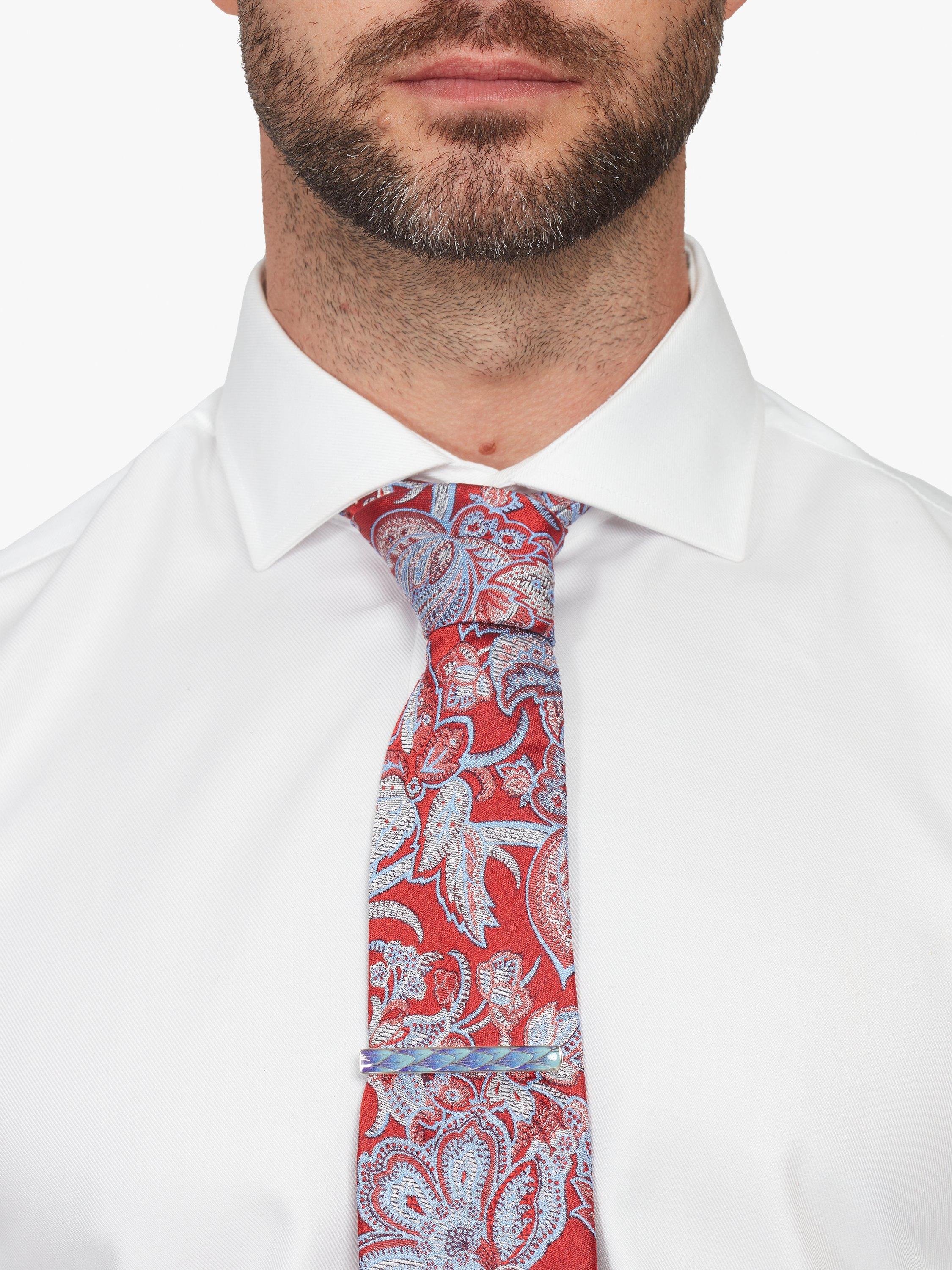 Product image 2 of 5, which shows Simon Carter Ombre Feather Enamel Effect Tie Slide, Blue/Multi