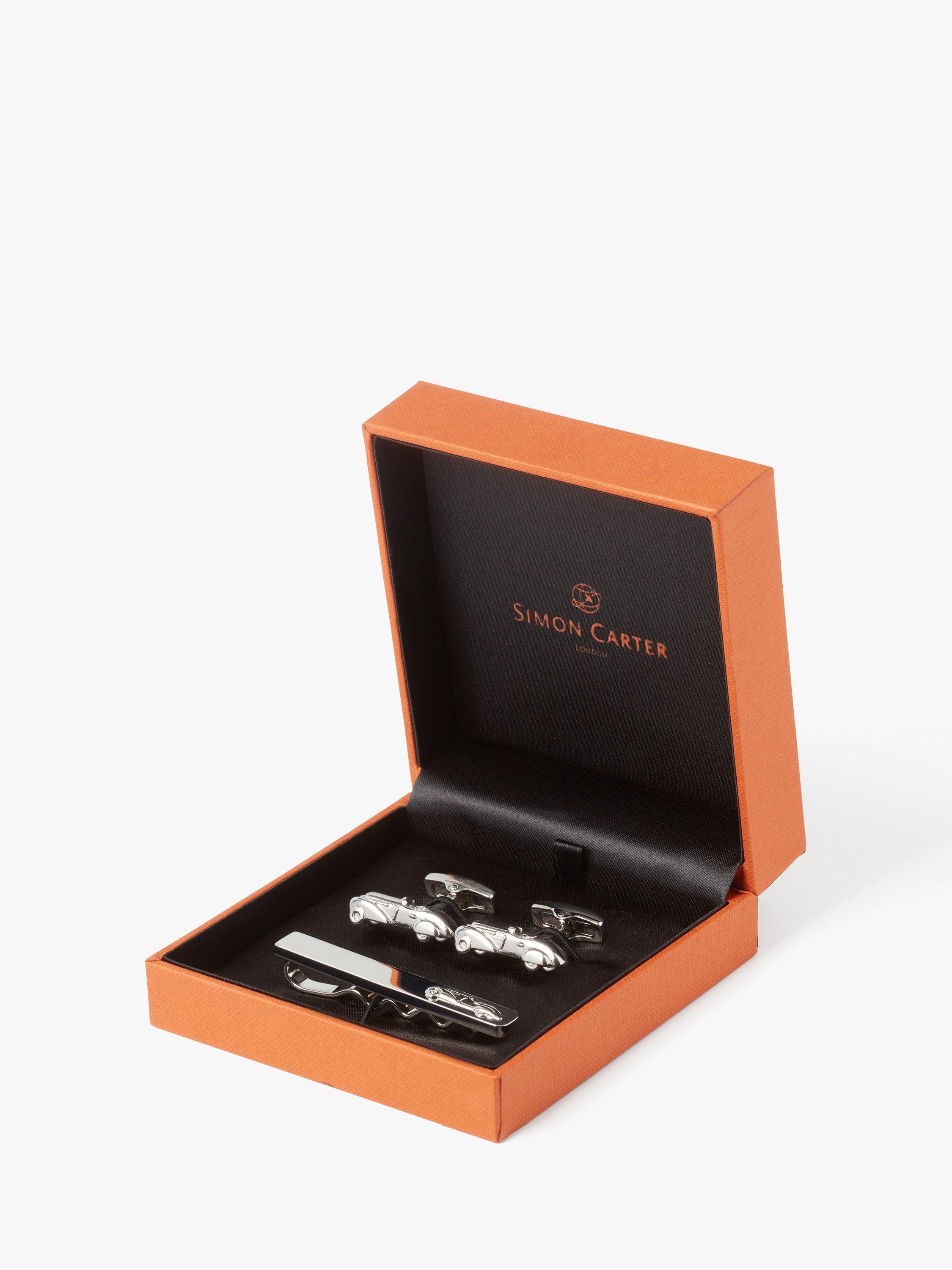 Product image 3 of 6, which shows Simon Carter Car Tie Slide and Cufflink Set, Silver