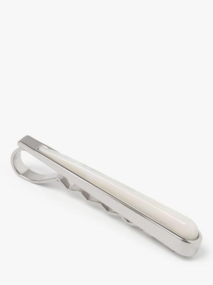 Simon Carter Mother of Pearl Tapered Tie Slide, Silver, Silver