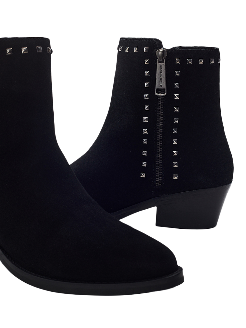 Product image 4 of 4, which shows Moda in Pelle Ossio Suede Stud Embellished Ankle Boots, Black, 3