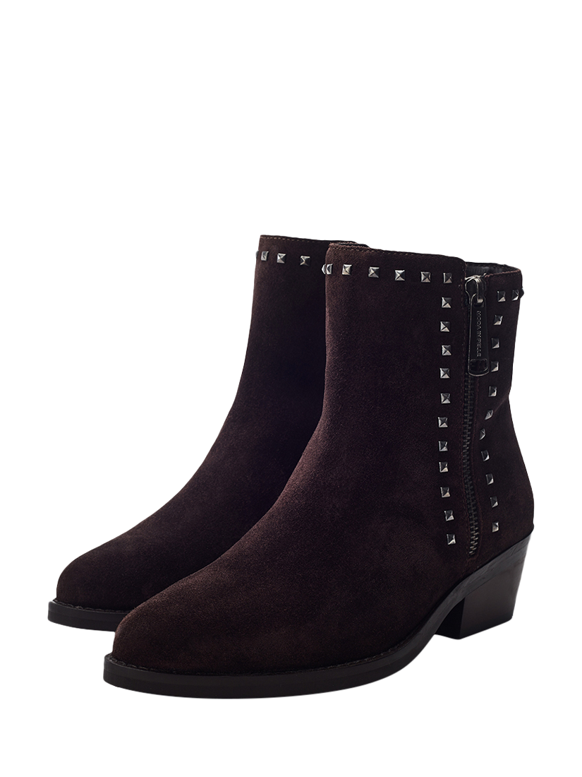 Product image 2 of 4, which shows Moda in Pelle Ossio Suede Stud Embellished Ankle Boots, Brown, 3