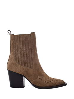 Moda in Pelle Pavia Suede Western Ankle Boots, Taupe, Taupe