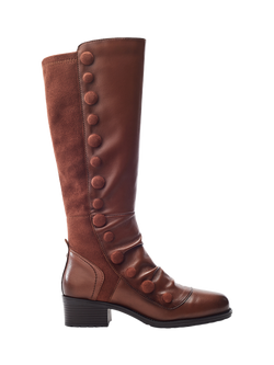 Moda in Pelle Riyla Leather Knee High Boots, Tan, Tan