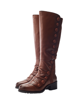 Moda in Pelle Riyla Leather Knee High Boots, Tan - view 2, Tan