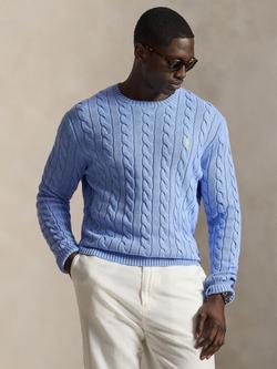 Polo Ralph Lauren Big & Tall Cotton Cable Knit Jumper, Austin Blue