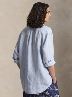 Polo Ralph Lauren Big & Tall Linen Stripe Sport Shirt, Blue White - view 2, 7188b Blue White