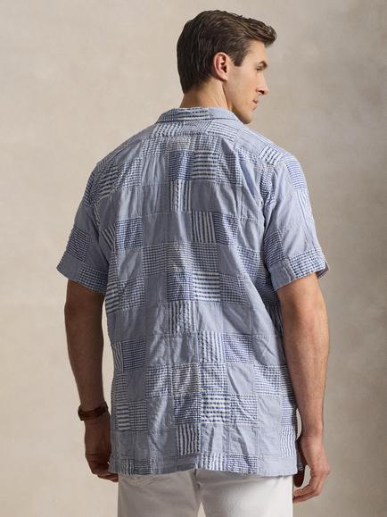 Polo Ralph Lauren Cotton Regular Fit Patchwork Shirt, Blue - view 2, Blue