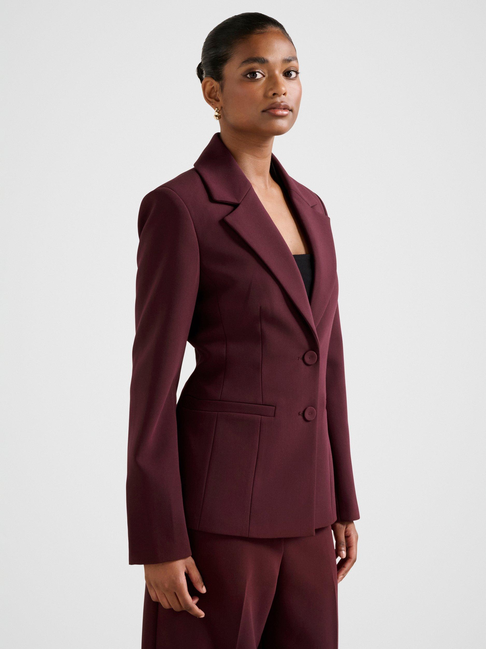 Product image 3 of 5, which shows Forever New Petite Lee Nipped Waist Blazer, Cherry, 4