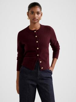 Forever New Petite May Crew Neck Cardigan, Dark Roseberry, Dark Roseberry