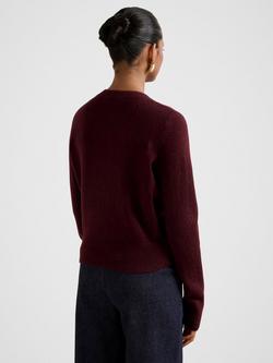 Forever New Petite May Crew Neck Cardigan, Dark Roseberry - view 2, Dark Roseberry